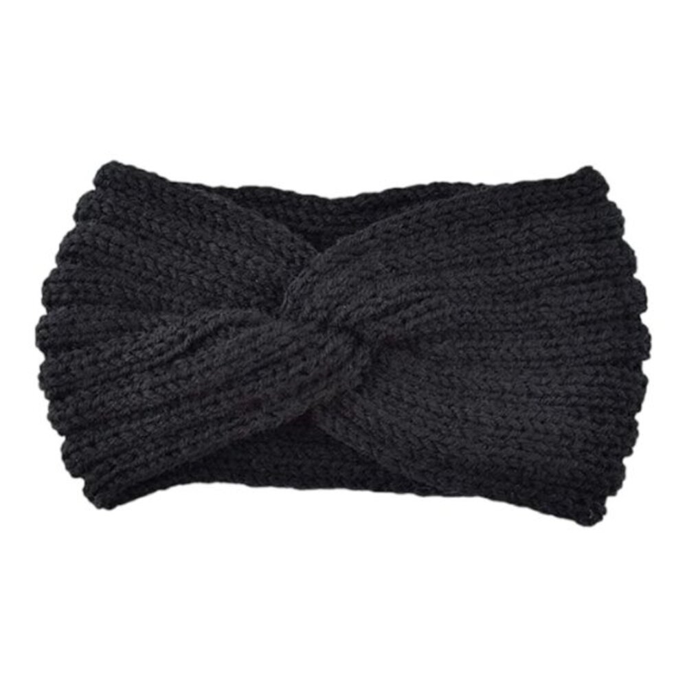 Black Knit Winter Headband Ear Warmer Stretch One Size Set of 4 NWOT #6559
